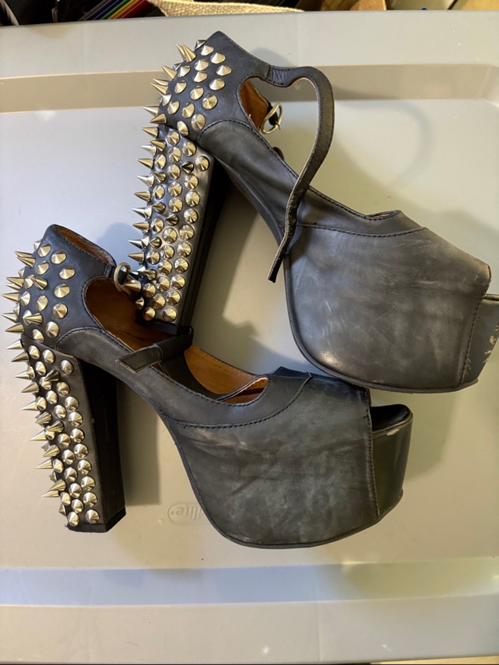 Jeffrey Campbell Black Studded Platform High Heel Pumps - Picture 3 of 9